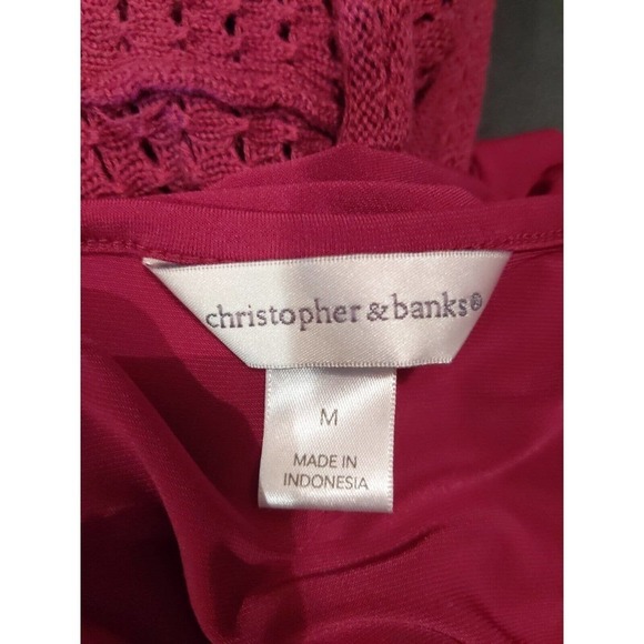 Set purple pointelle open cardigan Sleeveless Cowl set size Medium 3/4 sleeve - Picture 9 of 10